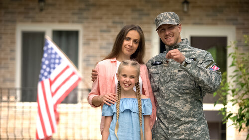military man with family