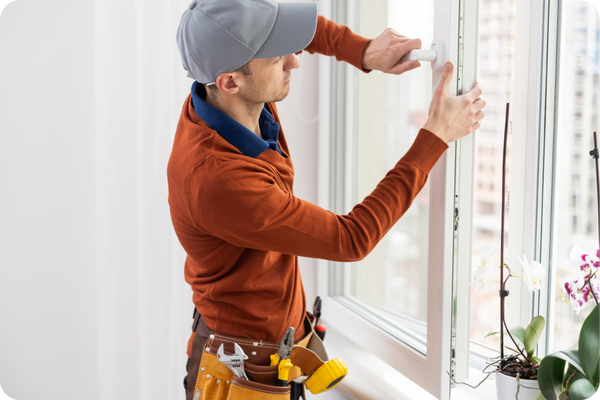 person installing window