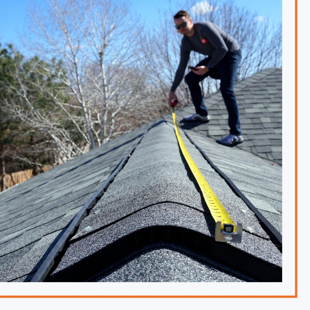 Roofer measuring shingles