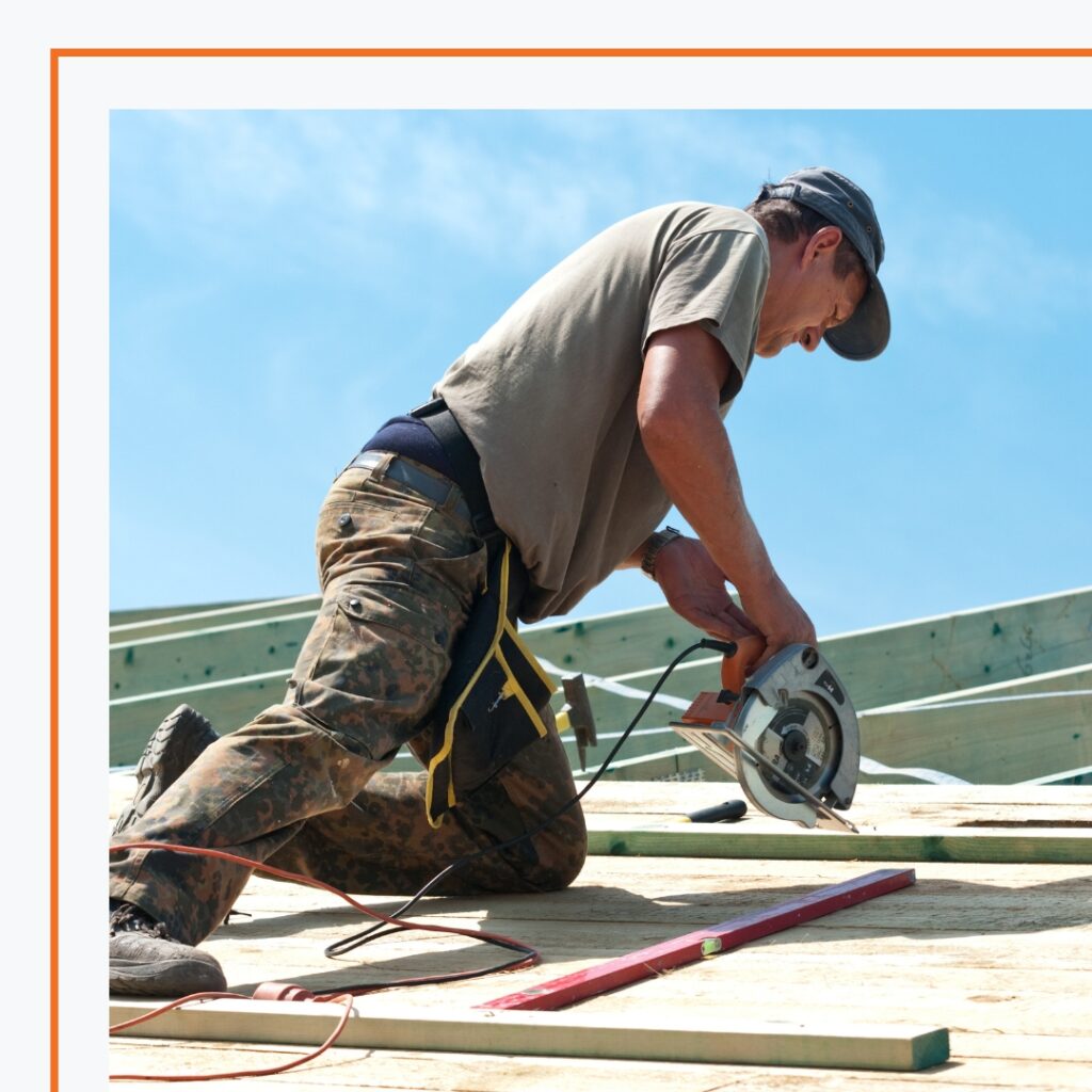 Roofer working on a project