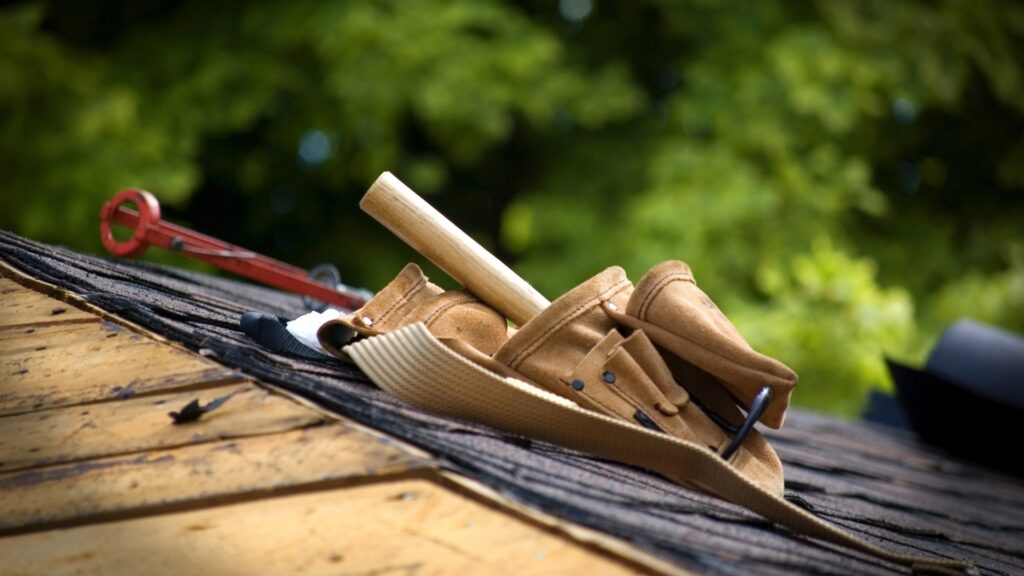 Tools resting on top of a roof