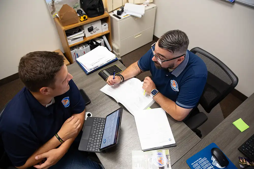 Customer discussing current promotions