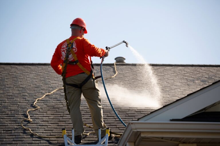 Roofing work being done on house