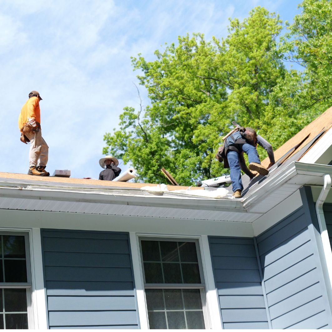 The Third Estimate crew doing a deck inspection during roof replacement chagrin falls oh.