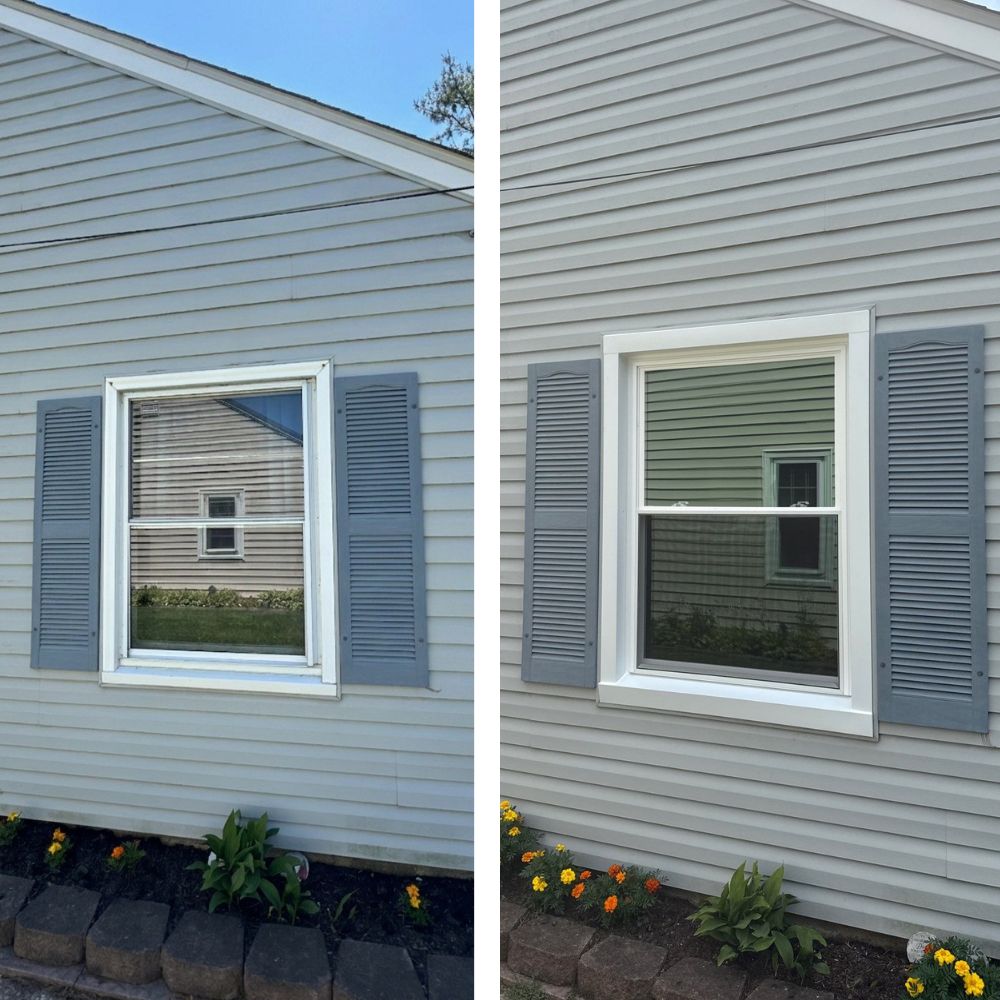 Before and after high-quality window replacement by The Third Estimate in Cleveland, Ohio.